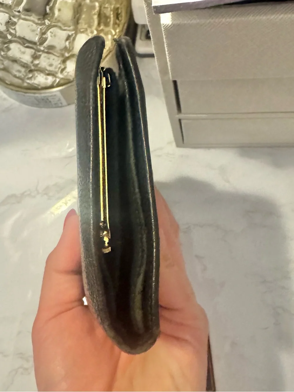 CHANEL Black Quilted CC Leather Wallet with Snap Closure